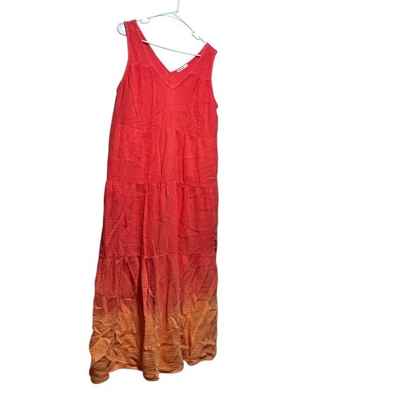 Marine Layer Corinne Double Cloth Maxi Dress Womens Large Orange Gauze Vacation - Picture 14 of 14
